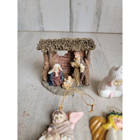 Nativity cherub angel religious ornament Xmas set figure bird - Picture 5 of 9